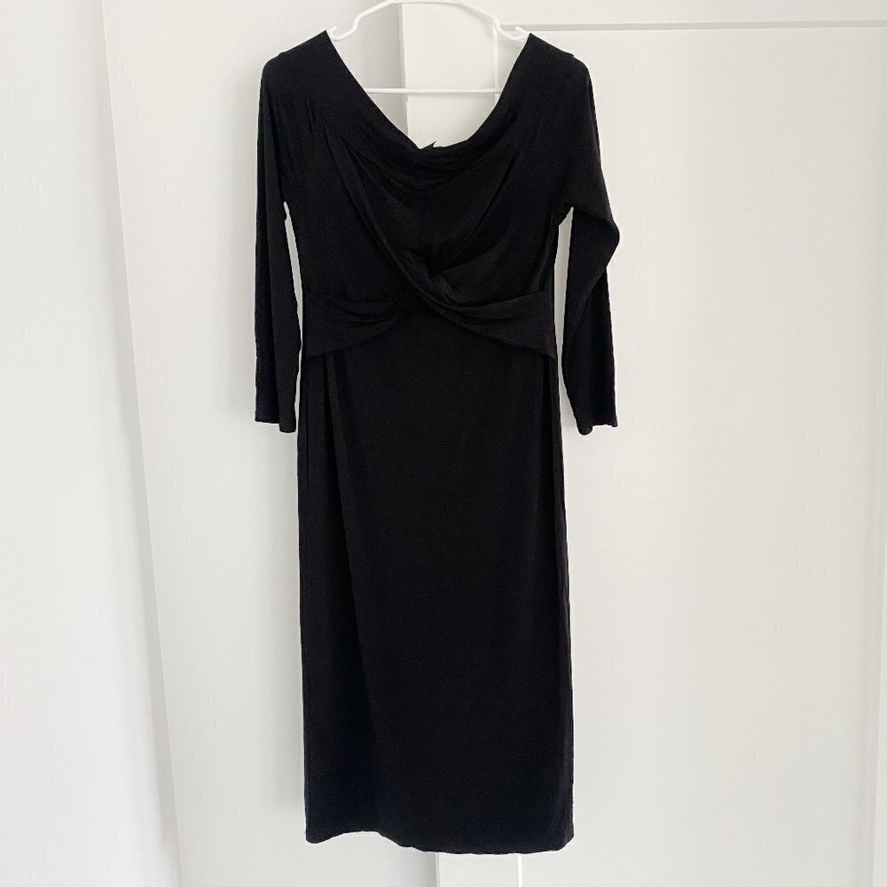NWT Topshop MATERNITY Black Off the Shoulder Stretchy Soft Midi Dress Size 8